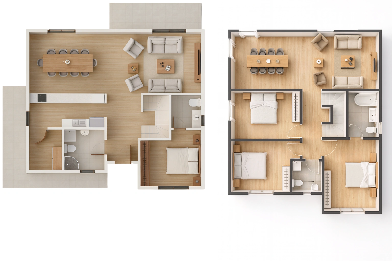 HDS-221 203 m² Dubleks Çelik Ev Kat Planı | Hibrit Design